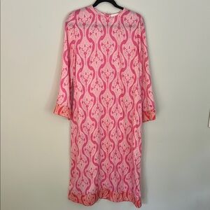 Pink and Orange Bell Sleeve Sheath Dress